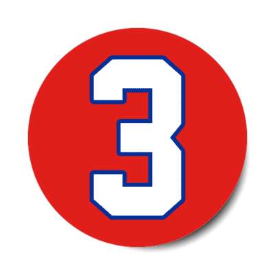 football sports buffalo team number three 3 support red stickers, magnet