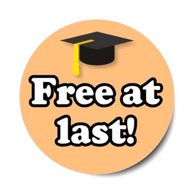 free at last graduation cap celebration pastel orange stickers, magnet