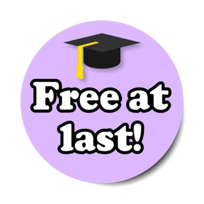 free at last graduation cap celebration pastel purple stickers, magnet