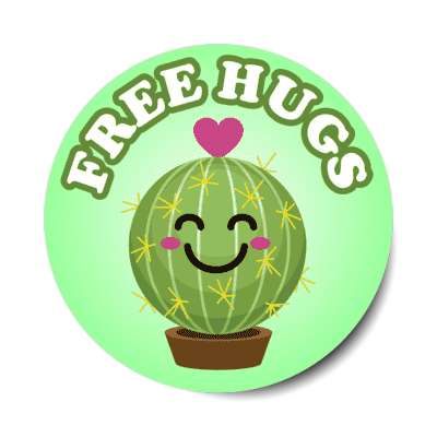 free hugs cute cactus novelty stickers, magnet
