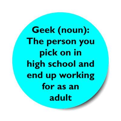 geek noun the person you pick on in high school and end up working for as an adult stickers, magnet