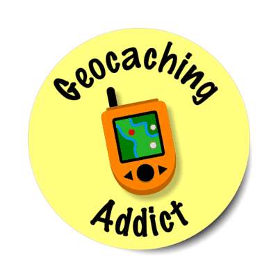 geocaching addict pocket gps stickers, magnet