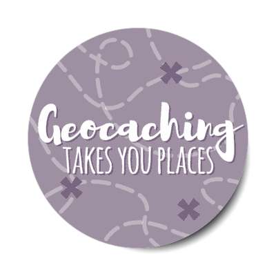 geocaching takes you places dotted line map stickers, magnet