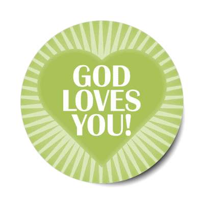 god loves you heart light rays stickers, magnet