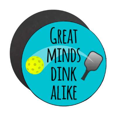 great minds dink alike pun paddle ball pickleball stickers, magnet