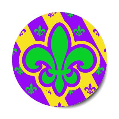 green fleur de lis diagonal lines stickers, magnet