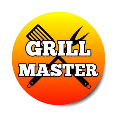 grill master crossed bbq tools stickers, magnet