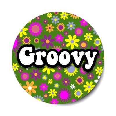 groovy 1970s seventies phrase stickers, magnet