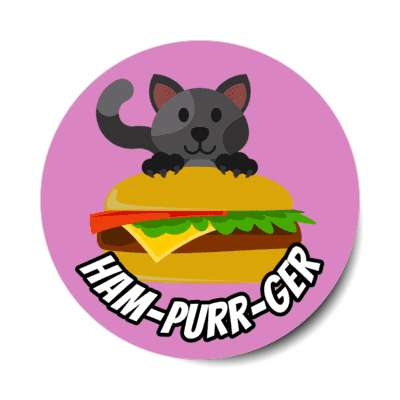 ham purr ger hamburger cat kitty stickers, magnet