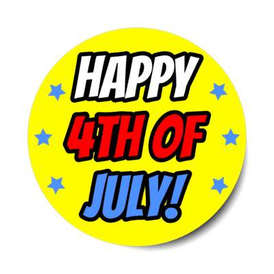 happy 4th of july basic yellow stars stickers, magnet