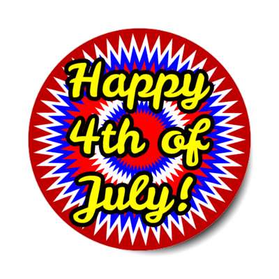 happy 4th of july red white blue burst pattern stickers, magnet