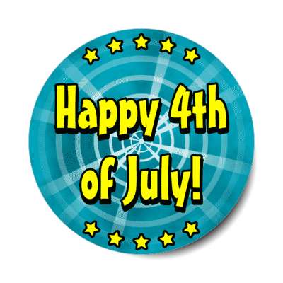 happy 4th of july stars aqua rays burst stickers, magnet