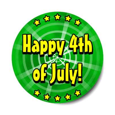 happy 4th of july stars green rays burst stickers, magnet