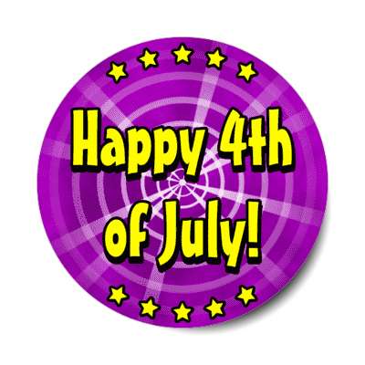 happy 4th of july stars purple rays burst stickers, magnet