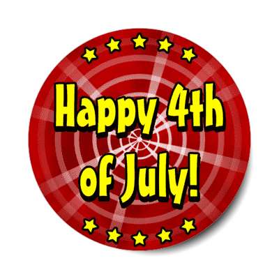 happy 4th of july stars red rays burst stickers, magnet