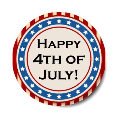 happy 4th of july stars stripes blue circle red stickers, magnet