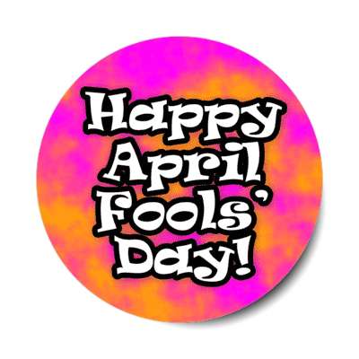happy april fools day psychedelic clouds stickers, magnet