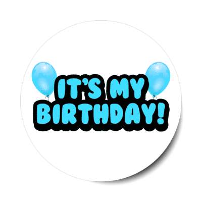 happy birthday cartoon fun balloons bright blue stickers, magnet