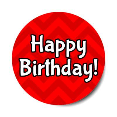 happy birthday chevron red party stickers, magnet