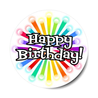 happy birthday colorful rays stickers, magnet
