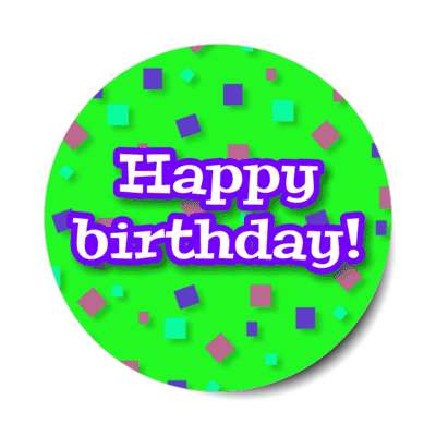 happy birthday confetti green fun stickers, magnet