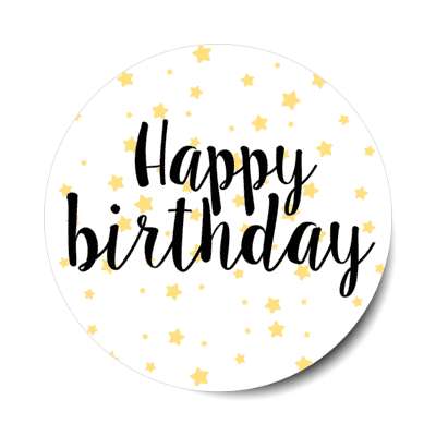 happy birthday cursive soft stars stickers, magnet
