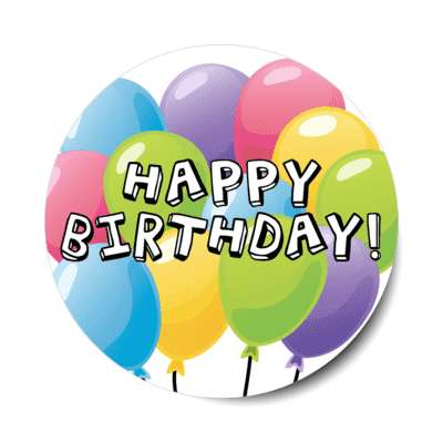 happy birthday multicolor balloons fun party stickers, magnet