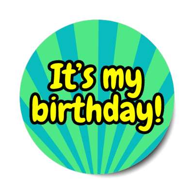 happy birthday rays green cute party stickers, magnet