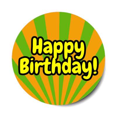happy birthday rays orange cute party stickers, magnet