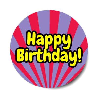 happy birthday rays red blue cute party stickers, magnet