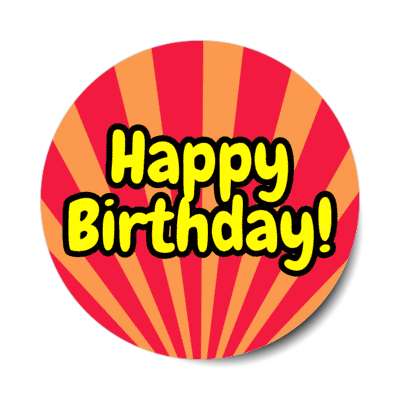 happy birthday rays red cute party stickers, magnet