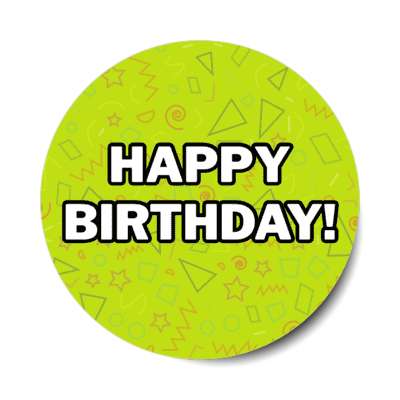 happy birthday scribbles stickers, magnet