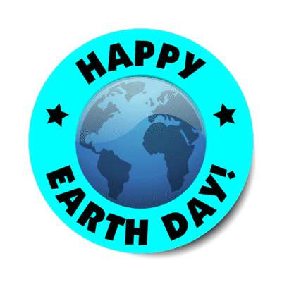 happy earth day globe aqua stickers, magnet