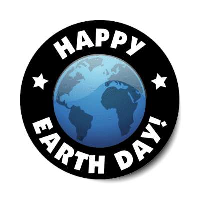 happy earth day globe black stickers, magnet