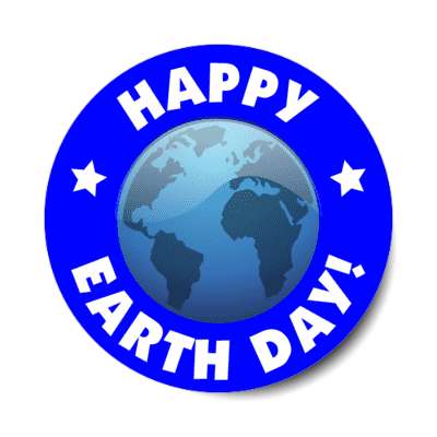 happy earth day globe blue stickers, magnet