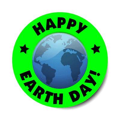 happy earth day globe green stickers, magnet