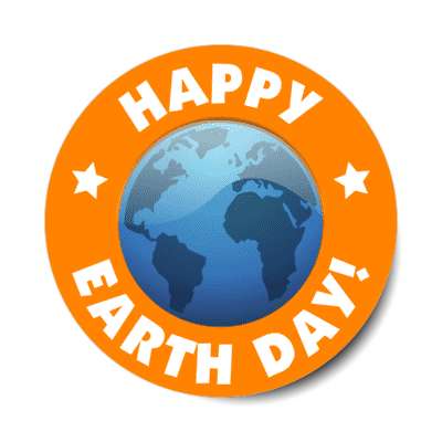 happy earth day globe orange stickers, magnet