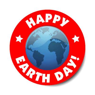 happy earth day globe red stickers, magnet