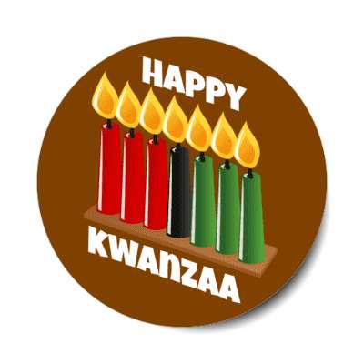 happy kwanzaa kinara seven candles angle festive stickers, magnet