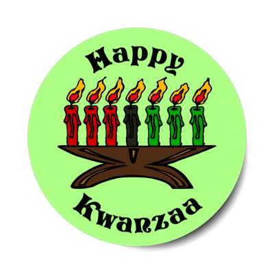 happy kwanzaa kinara seven candles classic red black green candles stickers, magnet