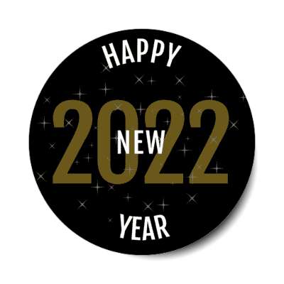 happy new year 2022 black gold white stickers, magnet
