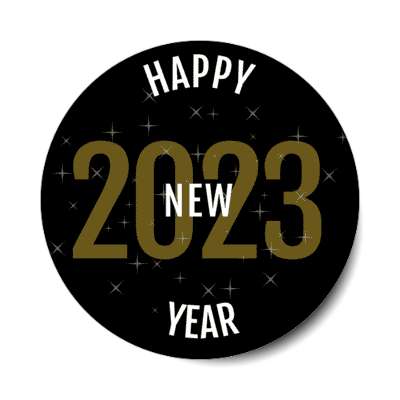happy new year 2023 black gold white stickers, magnet