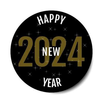 happy new year 2024 black gold white stickers, magnet