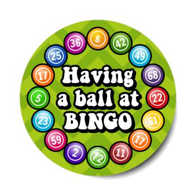 having a ball at bingo chevron bingo balls stickers, magnet