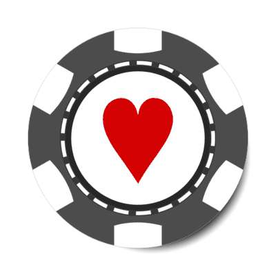 heart card suit poker chip grey stickers, magnet