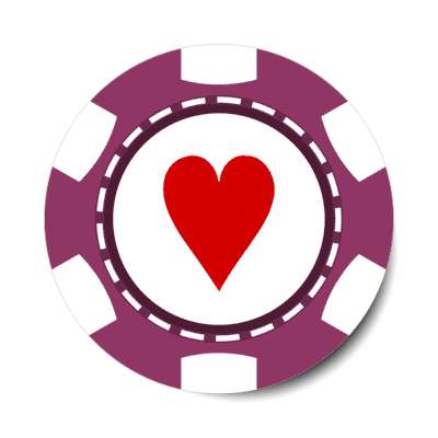 heart card suit poker chip purple stickers, magnet