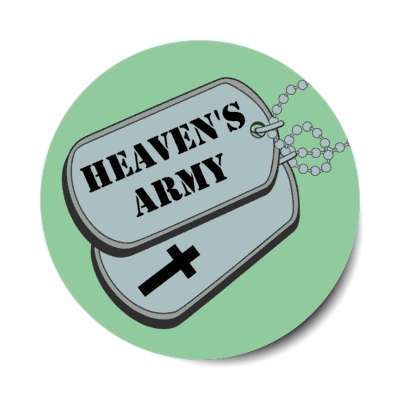 heavens army christian cross jesus dogtag stickers, magnet