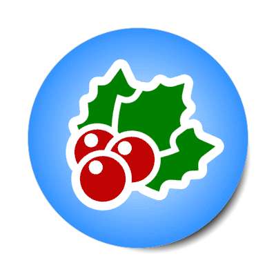 holly berries blue stickers, magnet