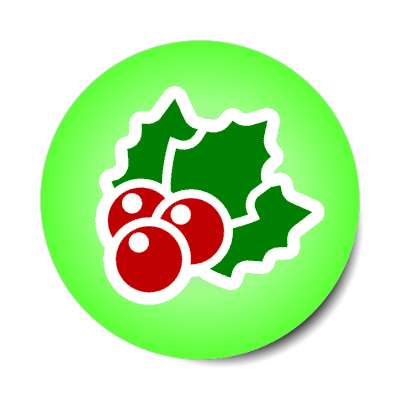 holly berries green stickers, magnet