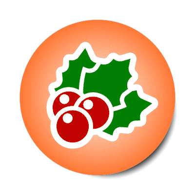 holly berries red orange stickers, magnet